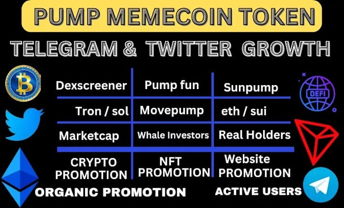 Gig Preview - Crypto promotion, pump sol token, hit 50m marketcap pump fun promotion, memecoin