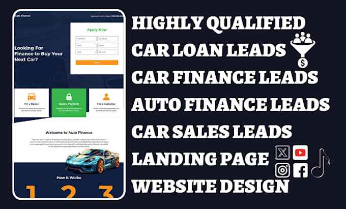 Gig Preview - Generate car loan leads auto loan car finance leads car sales auto finance leads