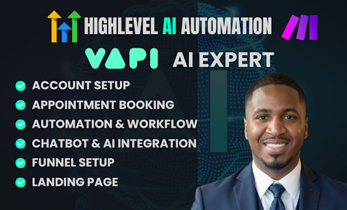 Gig Preview - Gohighlevel setup vapi ai IVR make com automation vapi ghl expert