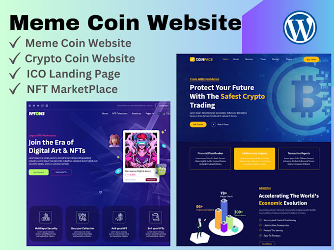 Gig Preview - Do meme coin landing page, meme coin website, crypto website with reactjs nextjs