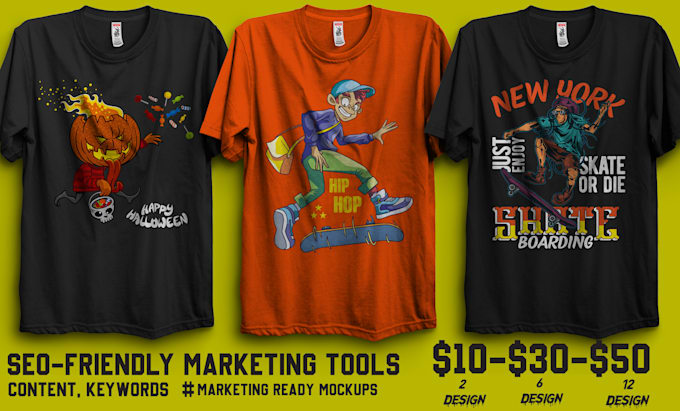 Bestseller - do custom t shirt and merch design unique and trendy graphics