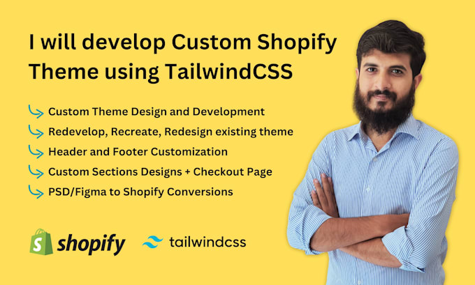 Gig Preview - Develop custom shopify theme using tailwind css