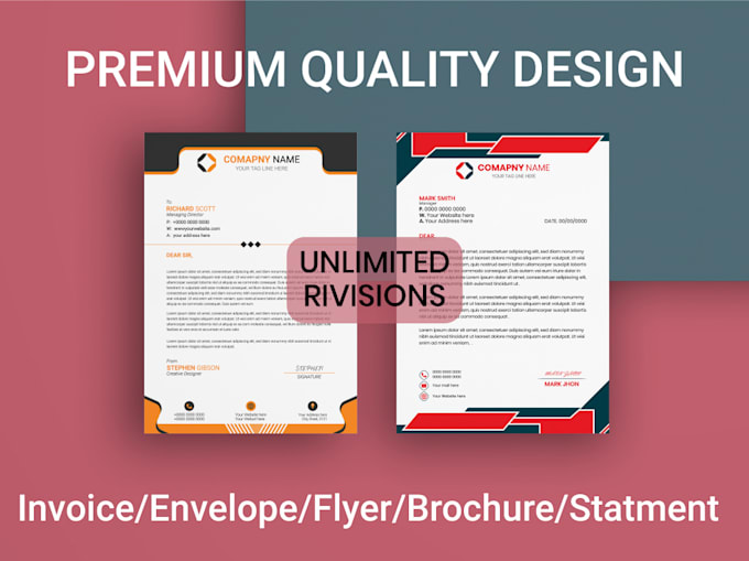 Gig Preview - Design minimalist and corporate letterhead, invoice, envelope for your business