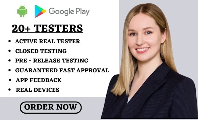 Gig Preview - Provide 12 testers or 20 testers for google play closed testing with guides