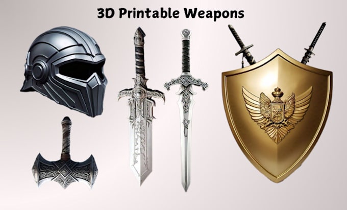 Gig Preview - Sculpt 3d sword 3d weapon 3d armor weapon helmet, cosplay sword for 3d printing