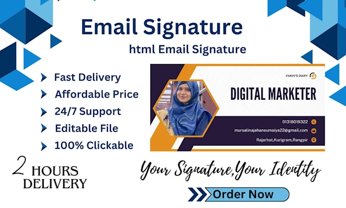 Gig Preview - Design clickable HTML email signature for outlook, gmail, etc