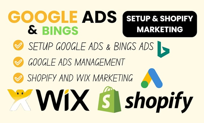 Gig Preview - Setup google ads boost ppc ads campaigns bings ads to boost shopify wix sales