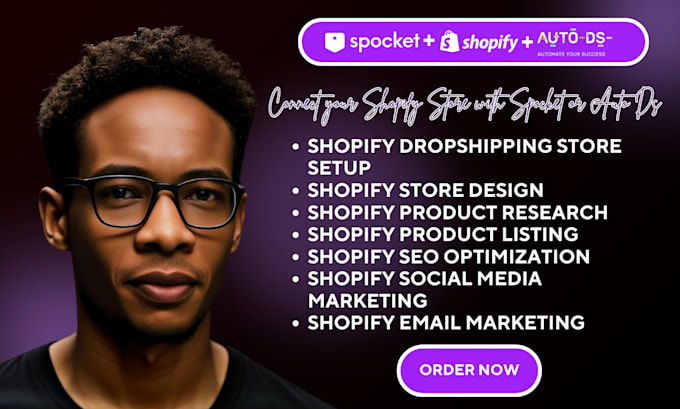 Gig Preview - Shopify dropshipping store setup with spocket auto ds temu shopify store design