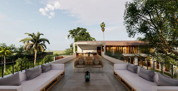 Bestseller - design modern house, rustic interior, tropical exterior design, unique garden