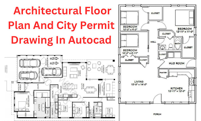 Gig Preview - Do architectural floor plan and city permit drawing in autocad