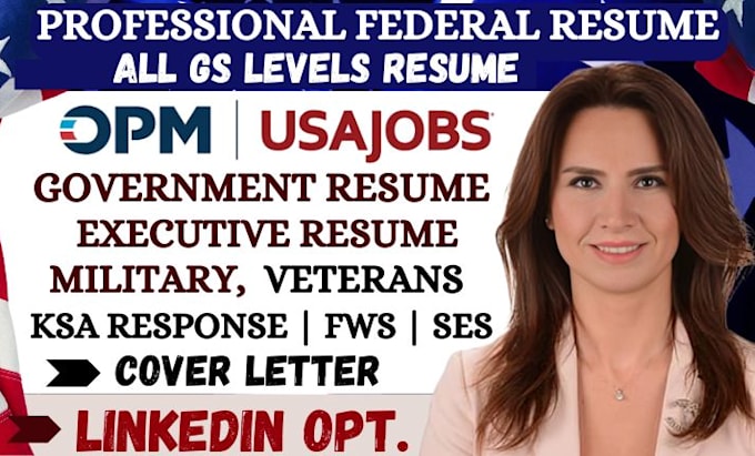 Gig Preview - Write federal resume for usajobs, ats resume writing, executive resume writing