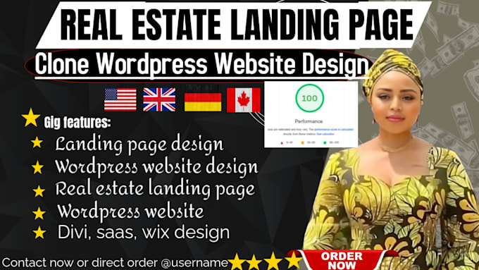 Gig Preview - Design and clone real estate landing page on wix, divi, saas, wordpress website