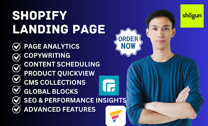 Bestseller - create shopify landing page pagefly ecomposer gemspage shogun beae layouthub