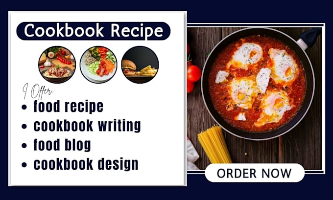 Gig Preview - Write recipes for cookbook ebook recipe book food blog cookbook and meal plan