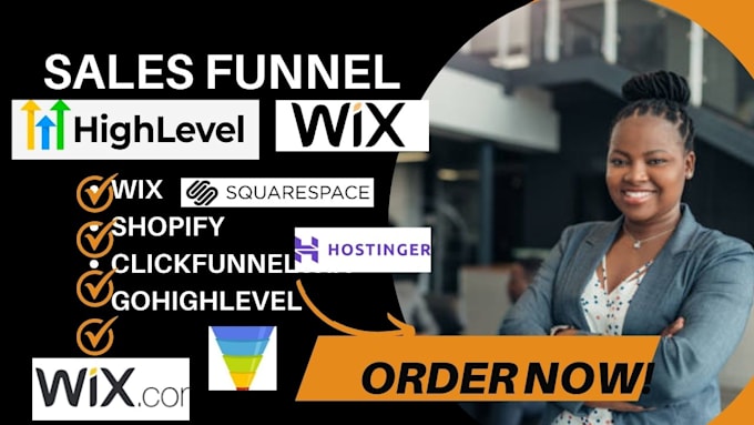 Gig Preview - Wix click funnel shopify gohighlevel webflow sales funnel landing page website