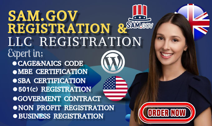 Gig Preview - Do sam gov, non profit registration, cage code, mbe wosb, llc registration, uei