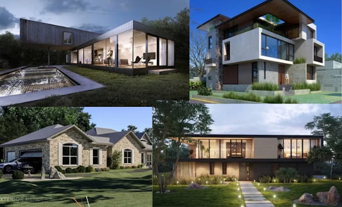 Gig Preview - 3d rendering interior design, sketchup 3d model, kitchen design, exterior render