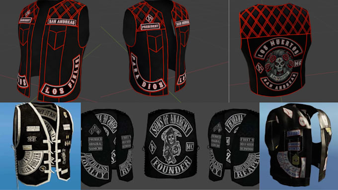 Gig Preview - Create custom fivem clothing kuttes mc, mc vest, biker clothing