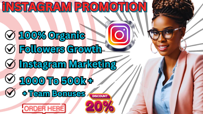 Gig Preview - Do super fast instagram organic growth, promotion, and marketing