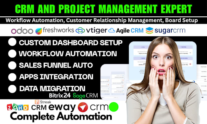 Gig Preview - Setup sugar crm, vtiger crm, agile crm, freshsales, odoo crm, bitrix24, eway crm