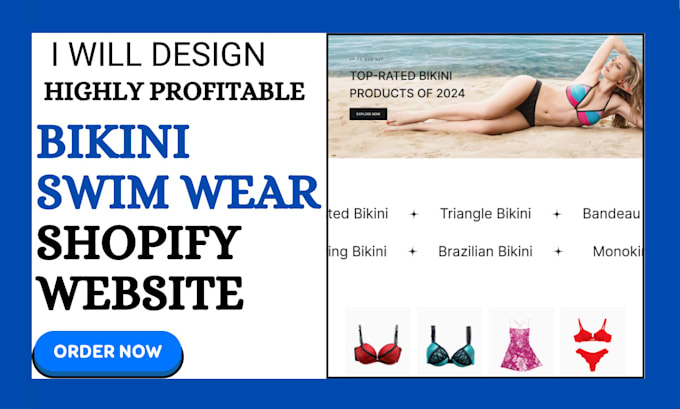 Gig Preview - Design a stunning bikini swim wear shopify website with reconvert app