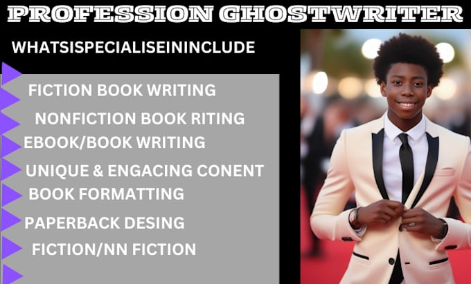 Gig Preview - Be your fiction ghostwriter self help ebook, book writer, nonfiction ghostwrite