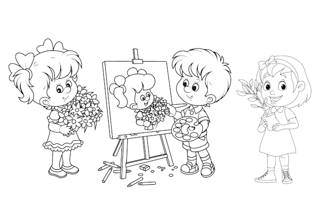 Gig Preview - Draw coloring book page for children