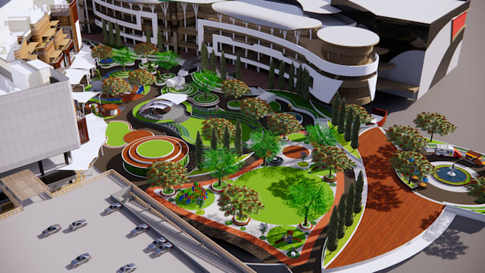 Gig Preview - Design public and personal park, rendered 3d model