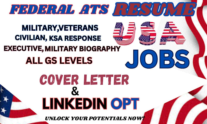 Gig Preview - Write federal, military, executive, government, veteran, USA jobs, irs resume