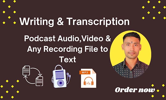 Gig Preview - Do podcast transcription audio, video and any recording file to text