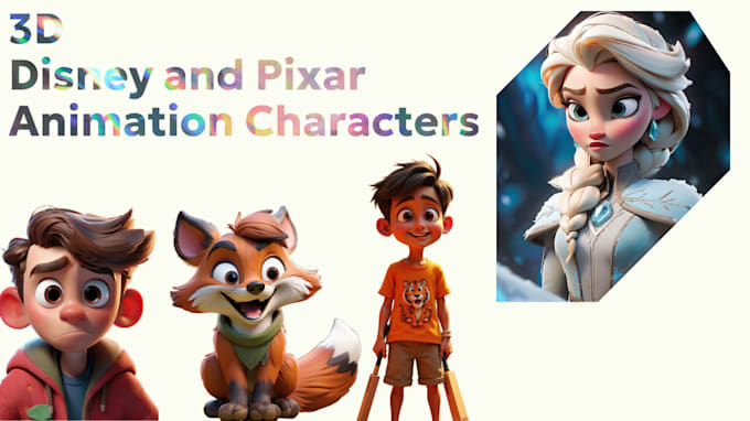 Gig Preview - Create a stunning 3d disney and pixar animation character, logo, avatar