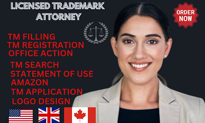 Gig Preview - Be your licensed US, canada, trademark registration, trademark attorney, amazon