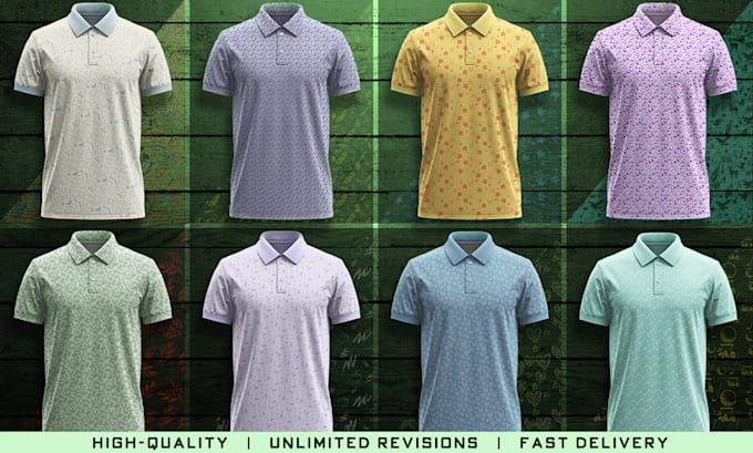 Gig Preview - Print pattern golf polo t shirt design and mockup for you