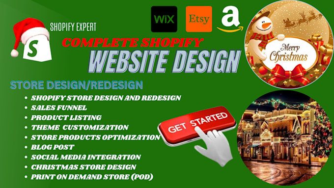 Bestseller - design clone migrate christmas store, pod, dropshipping shopify store, wix, ebay