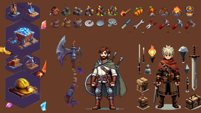 Gig Preview - 2d 3d game assets, game icons, button, menu