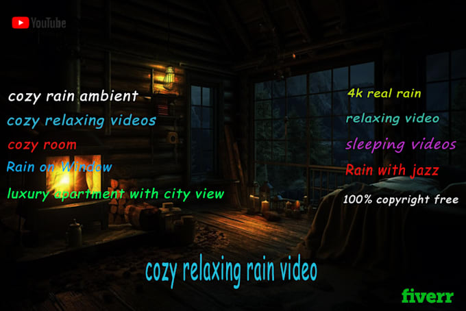 Gig Preview - Make cozy rain ambient video with natural sound, relaxing rain video