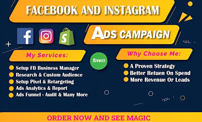 Gig Preview - Setup and manage facebook ads campaign instagram ads fb or meta ads marketing