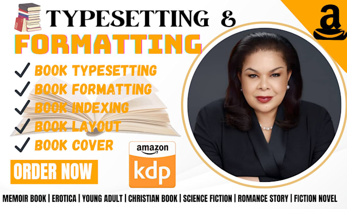 Gig Preview - Book typesetting, format and cover design, indexing for amazon print and ebook