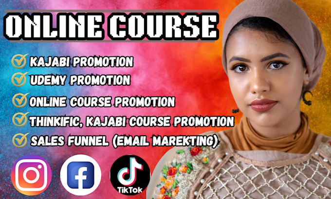 Gig Preview - Do online course promotion udemy course kajabi promotion thinkific marketing