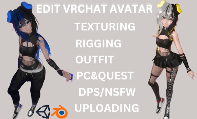 Gig Preview - Edit upload  and optimize custom vrchat for  quest and pc compatibility