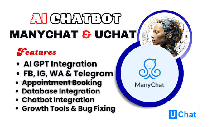 Gig Preview - Setup manychat ai chatbot for your social media and gpt integration API, fix bug