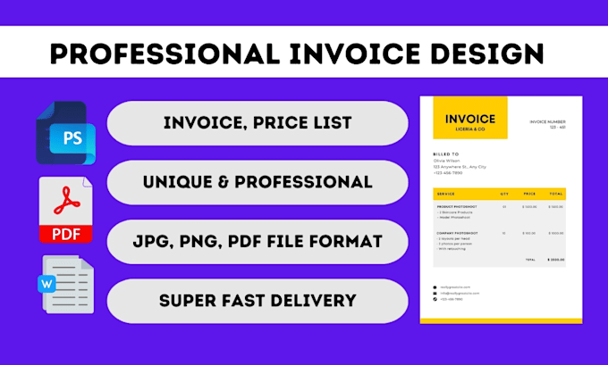 Gig Preview - Design professional invoice, receipt, order form, price list in ms word