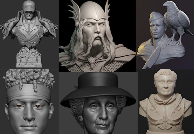 Bestseller - make realistic 3d head bust character modeling zbrush stl files for 3d printing