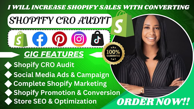 Gig Preview - Increase conversion rate with cro optimization audit shopify sales marketing