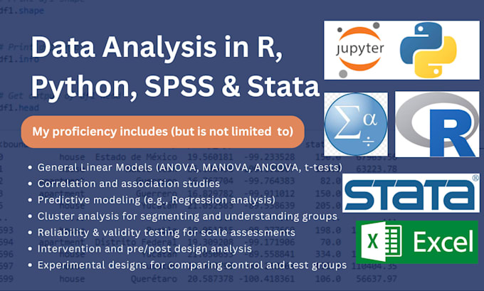 Gig Preview - Do data analysis in r, python, stata, spss and excel