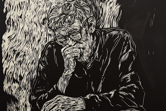 Bestseller - depict a personalized portrait in linocut technique