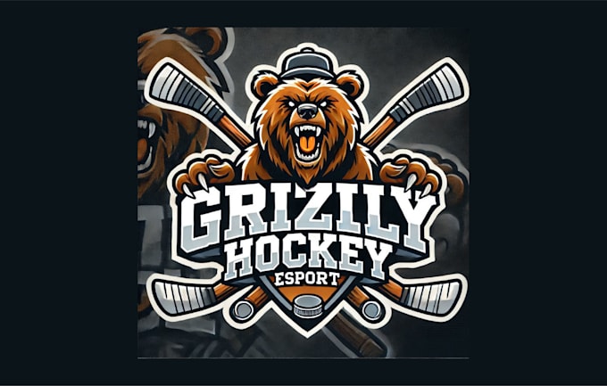 Gig Preview - Do creative grizzly hockey mascot logo with express delivery