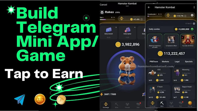 Gig Preview - Do telegram mini app crypto and coins, telegram mini app, telegram mini game