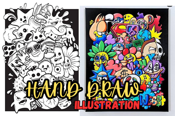 Gig Preview - Create an amazing  hand drawn cartoon illustration, vintage log with my style