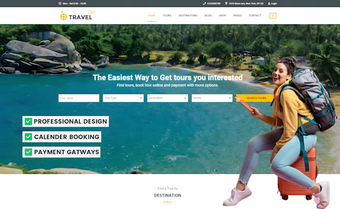 Gig Preview - Build a booking website for your tour, travel, airbnb, hotel and vacation rental